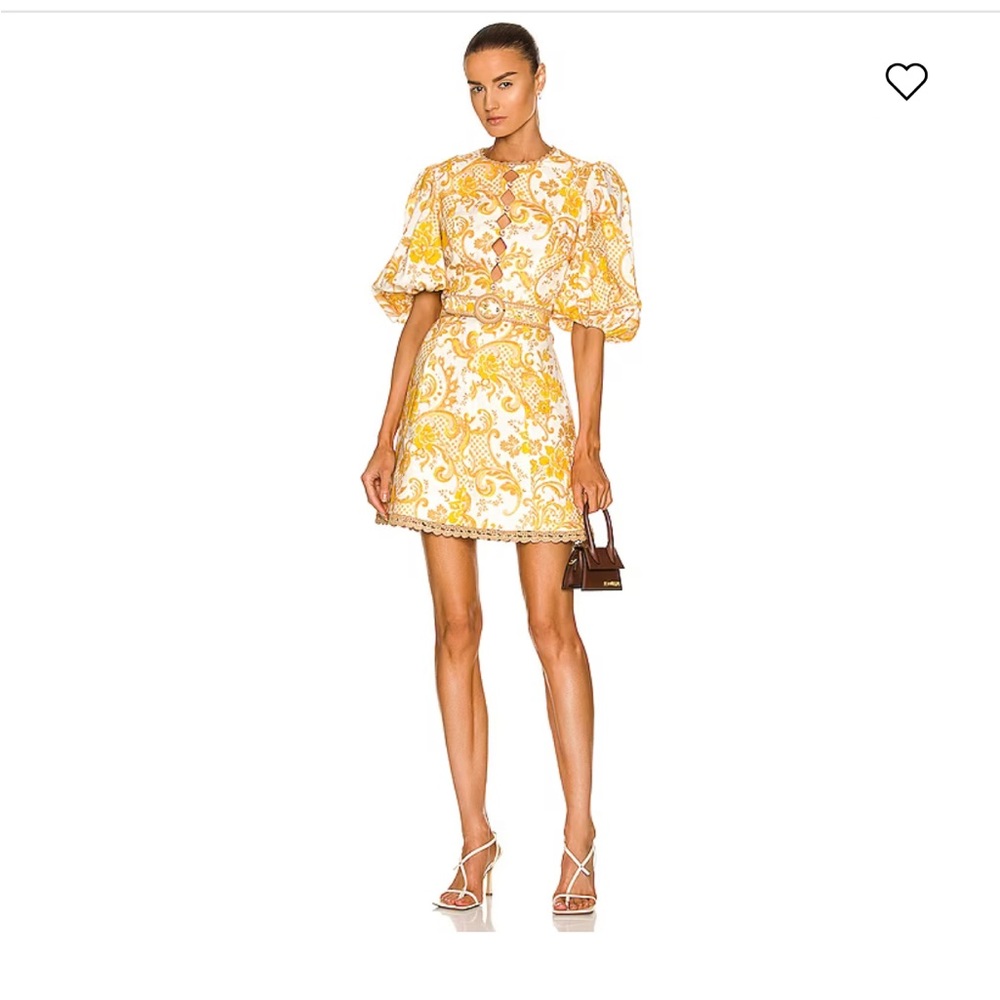 Zimmermann Post Card dress in Swirl Floral Yellow sz 0